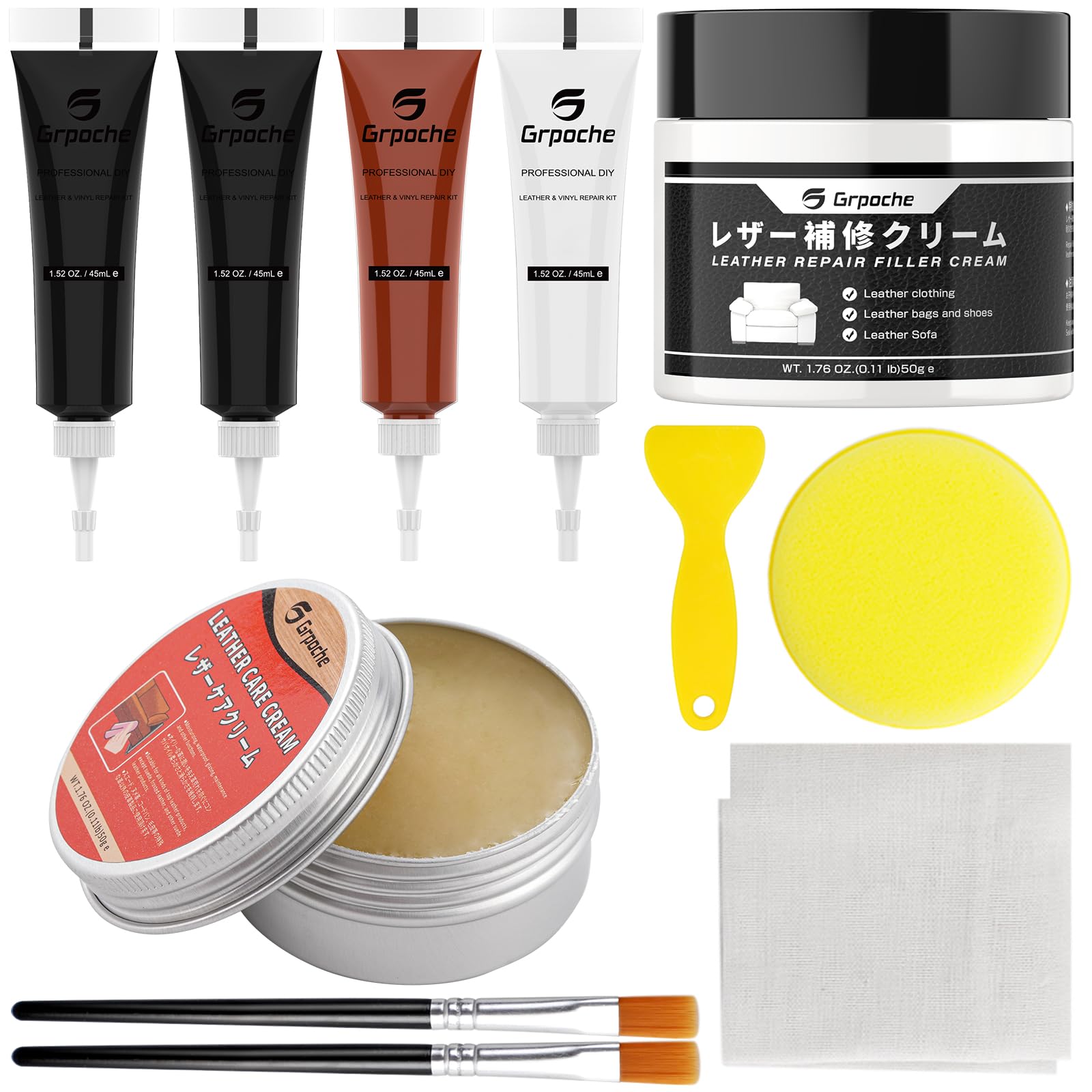 革用補修セット Amazon | [grpoche] 革 補修 レザー＆ビニール補修キット レザー補修